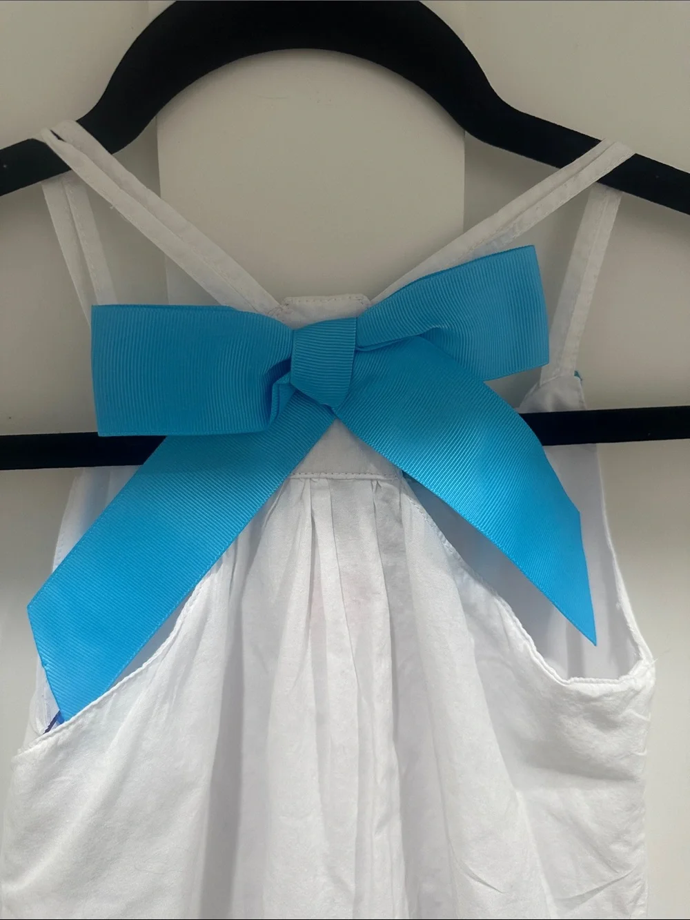 Savannah White and Blue Floral Embroidered Girls Sundress